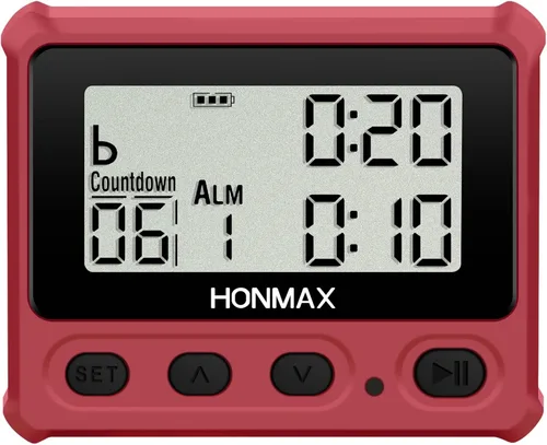 Miniatura 4 de Temporizador de intervalo digital, cronómetro con luz de fondo, reloj recargable USB-C, rojo