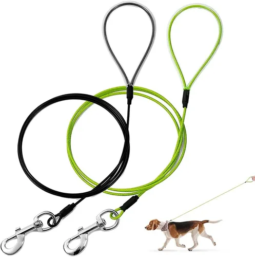 Miniatura 14 de Correa para perro a prueba de masticación Mi Metty, correa de cable metálico de 6 pies, correa resistente hecha de cuerda de alambre recubierta