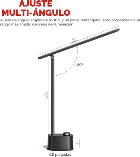 Miniatura 4 de Lámpara de escritorio Honeywell Sunturalux™ LED con puertos de carga USB HWT-H01 - Lámpara de escritorio para cuidar los ojos regulable sin pasos
