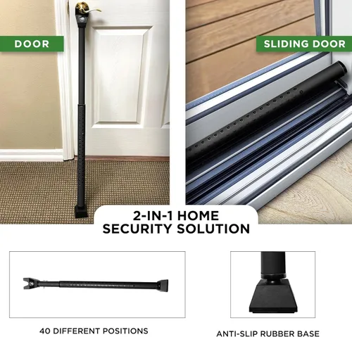 Miniatura 2 de Barra de seguridad para puerta corredera, bloqueo de puerta 2 en 1 ajustable, tope de puerta de seguridad – 40 ajustes diferentes, por Guard Dog