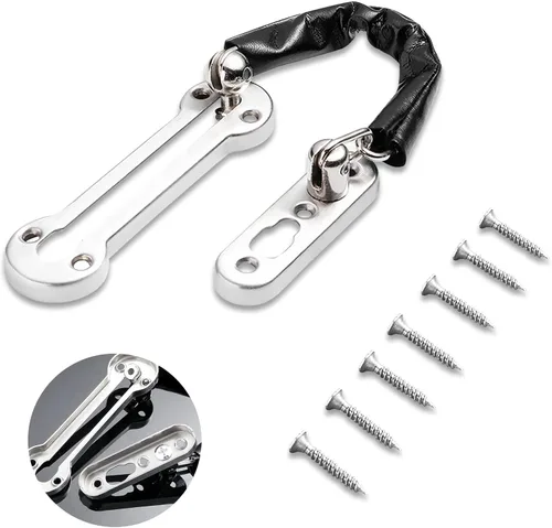 Miniatura 8 de Cerradura antirrobo, cadena de seguridad, protector de puerta reforzado de acero inoxidable sólido para puertas batientes