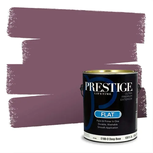 Miniatura 585 de Prestige Paints Pintura exterior e imprimación en uno, 1 galón, plano, coincidencia comparable de Valspar* Amber Rose*
