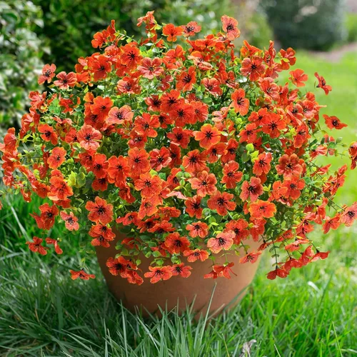 Miniatura 10 de florisso Plantas Artificiales Falsas Flores para Decoración Exterior, 12 Paquetes Margarita de Seda Sintética con Aspecto Real Resistente a UV