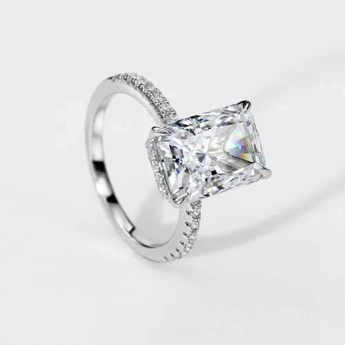 Miniatura 7 de Michooyel Anillo de compromiso de mujer de corte radiante de 4.0 quilates, anillo de boda de diamantes simulados, anillo de promesa, anillo de boda