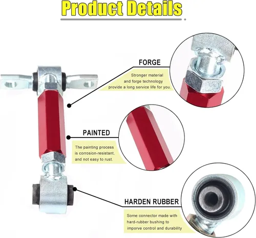 Miniatura 5 de Kit de barra de brazo de curvatura ajustable trasero superior de repuesto compatible con EJ EG EK/DB DC RD