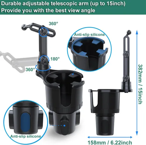 Miniatura 3 de Soporte magnético para portavasos de automóvil para MagSafe, paquete de 2 soportes para teléfono celular con expansor de portavasos para portavasos