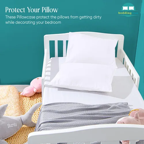 Miniatura 6 de Juego de 2 fundas de almohada juveniles de 16 x 22 pulgadas, fundas de almohada de viaje para niños, cierre de sobre, 600 hilos, 100% algodón Blanco