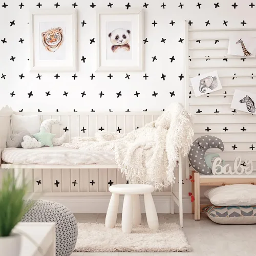 Miniatura 4 de Calcomanías de pared de cruz de vinilo negro, para despegar y pegar, moderno, bohemio, minimalista, geométrico, abstracto, más calcomanías de pared
