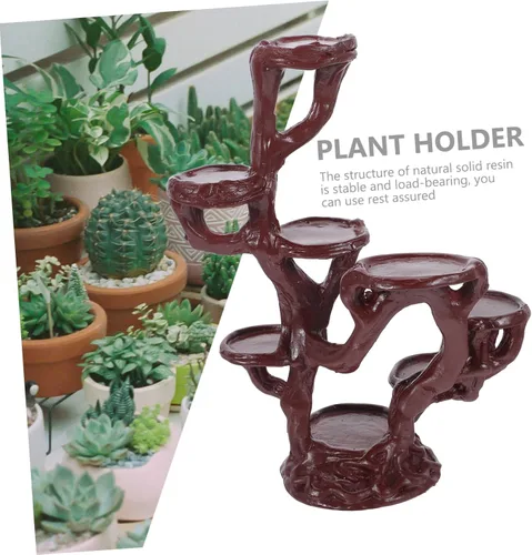 Miniatura 7 de Yardwe Elegante soporte de planta de resina elevada para maceta, base estable para soporte de bonsái de resina