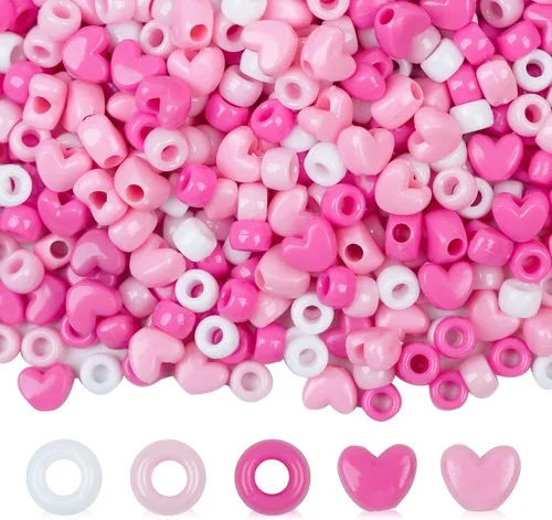 Miniatura 8 de 2400Pcs Red White and Blue Pony Beads (6x9mm), Plastic Independence Day Star Beads for DIY Crafts Making, 4th of July Large Hole Pony Beads Bulk