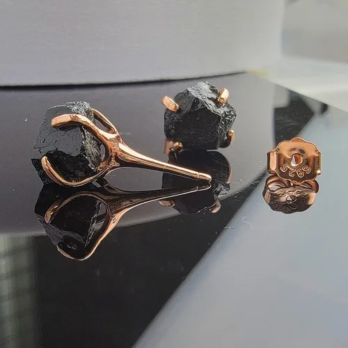 Miniatura 62 de Aretes de piedra preciosa natural en bruto con oro rosa sobre plata de ley 925, 6 a 0.276 in, regalo de piedra de nacimiento de calidad genuina