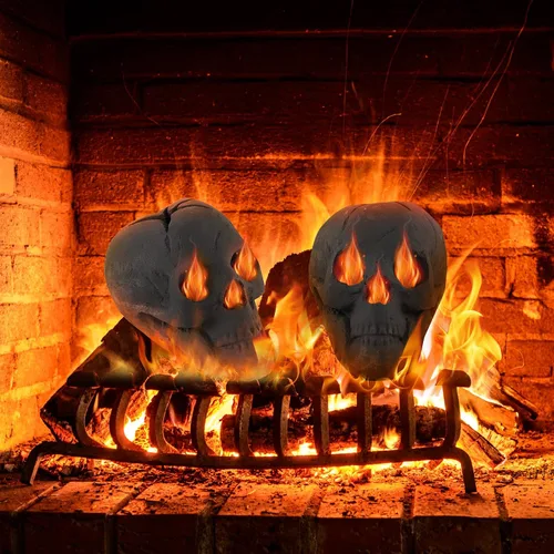 Miniatura 3 de Tangkula Calavera de cerámica para Halloween, calaveras humanas a prueba de fuego, reutilizables, con forma de calavera, decoración de Halloween
