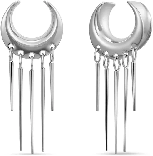 Miniatura 10 de ERKUOO 2 túneles ocultistas góticos barrocos de oreja de 2G a 1 pulgada de corazón, llama, media luna, espiral, dilatadores, joyería de piercing