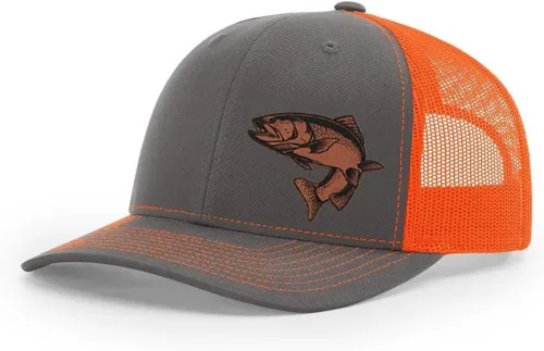 Miniatura 31 de Sombrero de pesca de trucha con parche de cuero grabado láser Richardson 112 Snapback Trucker Cap