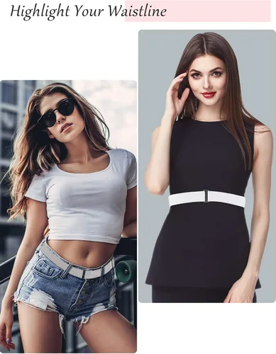 Miniatura 6 de Women No Show Invisible Belt Elastic Stretch Waist Belt with Flat Buckle