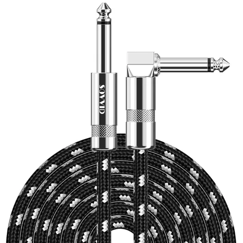 Miniatura 8 de Cable de Guitarra de 6 Pies Cable de Instrumento para Guitarra Eléctrica y Bajo, Teclado - Cable AMP de Ángulo Recto de 1/4 Pulgada, Negro