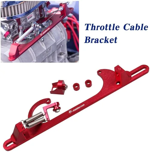 Miniatura 6 de RYANSTAR Soporte de cable del acelerador 4150 serie 4160 Soportes de acelerador Billet de aluminio ajustable rojo