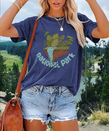 Miniatura 100 de Camisetas sin mangas de senderismo y montaña para mujer, divertidas camisetas de entrenamiento con gráficos de pino y amanecer, camisetas de verano