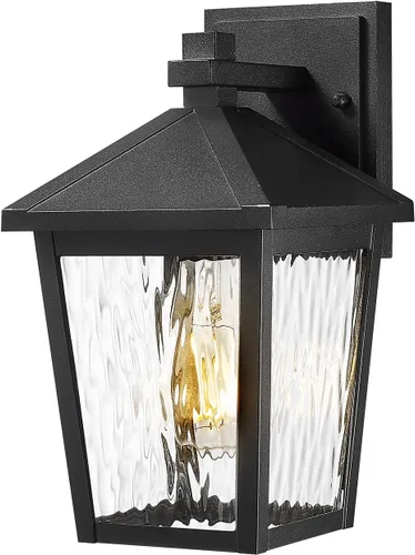 zeyu 20076BS BK-WP - Iluminación de pared para exteriores de 10.5 pulgadas, lámpara de pared de patio para porche de casa, aluminio fundido a