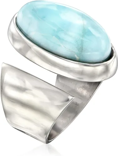 Miniatura 3 de Ross-Simons Anillo envolvente Larimar en plata de ley