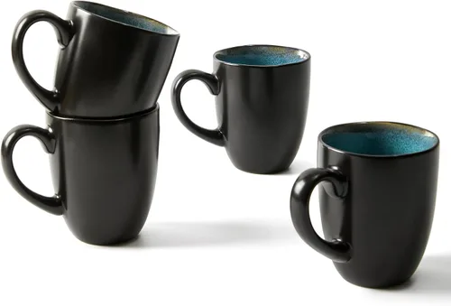 Miniatura 9 de Taza de café Pokini 14 oz, juego de 4 tazas de café de cerámica, taza con esmalte reactivo para café con leche/té/capuchino, juego de tazas grandes