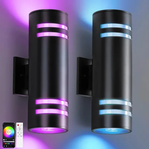 Miniatura 12 de KIZON Luces Modernas de Pared para Exteriores con Sensor de Anochecer a Amanecer, Lámpara Cilíndrica para Exteriores de Montaje en Pared con Acabado