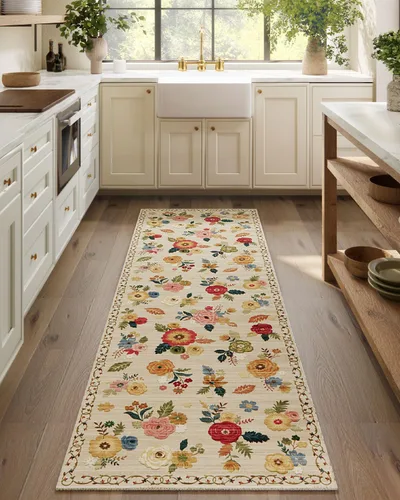 Miniatura 71 de Alfombra de pasillo lavable antideslizante: alfombra de cocina de 2 x 6 pies, resistente a las manchas, con parte trasera de goma, alfombra suave