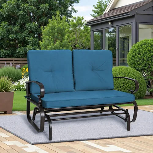 Miniatura 7 de Incbruce silla mecedora para exteriores y columpio para jardín, banco para patio con capacidad para 2 personas, juego de silla con estructura
