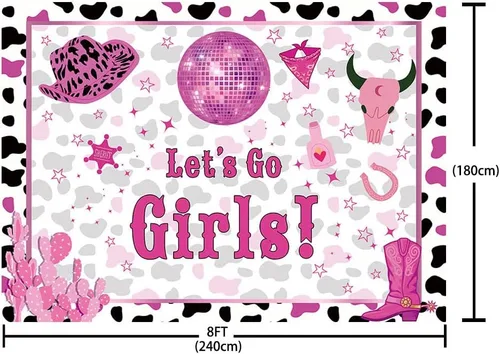 Miniatura 5 de AIBIIN Telón de fondo Let's Go Girls de 8 x 6 pies, decoración de fiesta de despedida de soltera, discoteca espacial, graduación, fiesta
