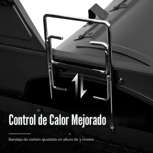 Miniatura 7 de Parrilla de gas y carbón combinada de 2 quemadores con ahumador lateral y quemador lateral, parrilla de combustible dual de 34.000 BTU, área