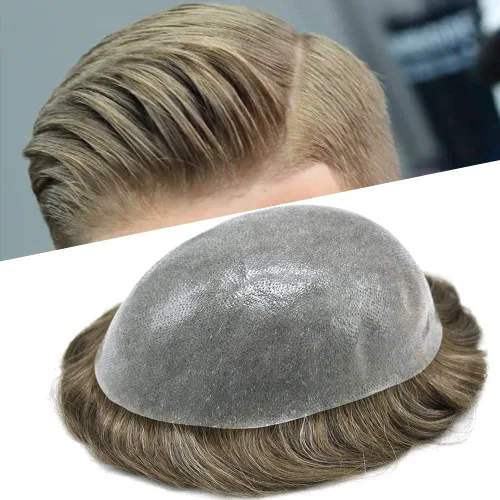 Miniatura 13 de Hair Nature - Tupé para hombres, sistema de repuesto de piezas de cabello humano, unidades de pelo negro con bucle en V de piel fina, 100% cabello