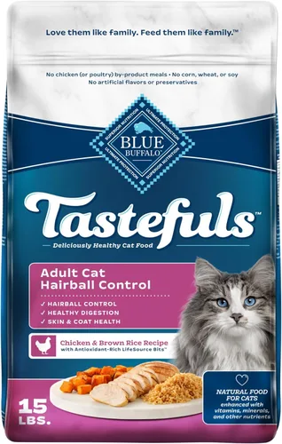Miniatura 12 de Blue Buffalo Tastefuls alimento seco para gatos adultos con cuidado del pelo de bola, hecho en Estados Unidos con ingredientes naturales, receta