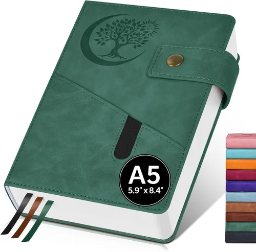 Miniatura 10 de PAIBAS Cuaderno de diario con líneas gruesas de 365 páginas para hombres y mujeres, diarios grandes de cuero A4 para escribir, cuadernos de tapa