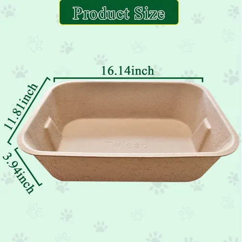 Miniatura 3 de Caja de arena desechable para gatos (3 paquetes con 1 toalla) Bandeja ecológica de papel 100% reciclado para gatos, 16.14 x 11.81 x 3.94 pulgadas