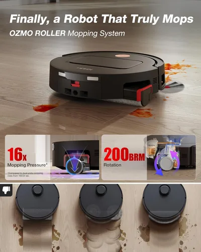 Miniatura 3 de Yeedi M14 Plus Aspiradora Robot y Trapeadora, Succión de 18,000Pa, Trapeado con Autolavado Instantáneo del Rodillo OZMO, Lavado Dinámico Inteligente