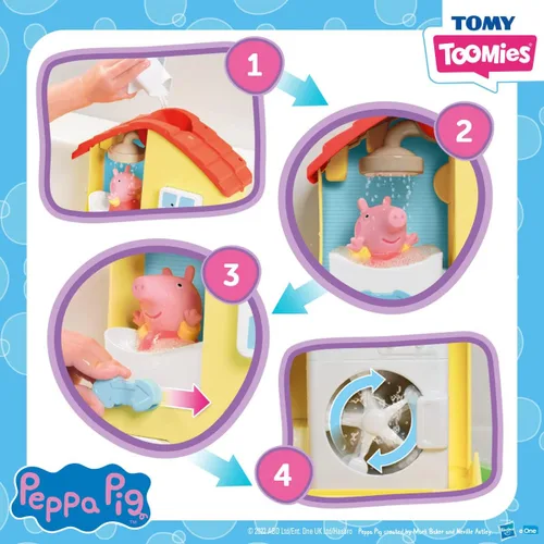 Miniatura 4 de TOMY Toomies Peppa Pig House Set de Juguetes de Baño – Centro de Actividades para Bañera de Niños Pequeños con Ventosa – Juguetes de Baño para Bebés