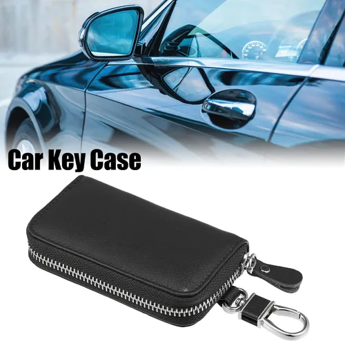 Miniatura 3 de X AUTOHAUX Estuche para llaves de coche con cremallera de piel sintética multifuncional universal para llaves de coche, bolsillo para llave remota