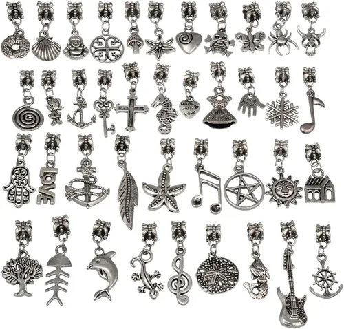Miniatura 11 de RUBYCA Conectores tibetanos de color plateado con colgante para pulsera de abalorios