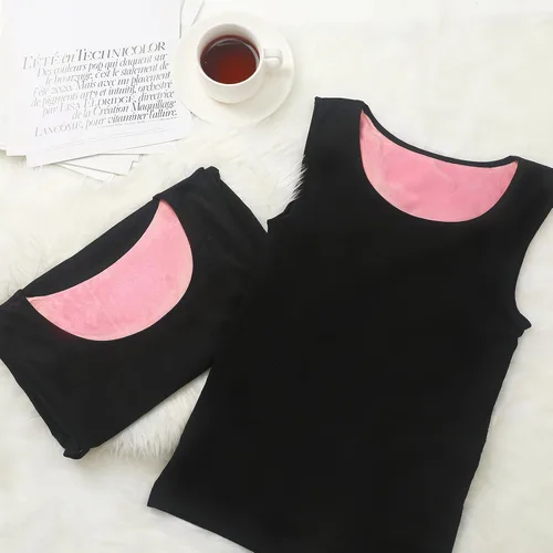 Miniatura 6 de Neer Ropa interior con forro polar para mujer, camiseta sin mangas cálida de algodón, ropa interior térmica para mujer, camisola sin mangas, capa