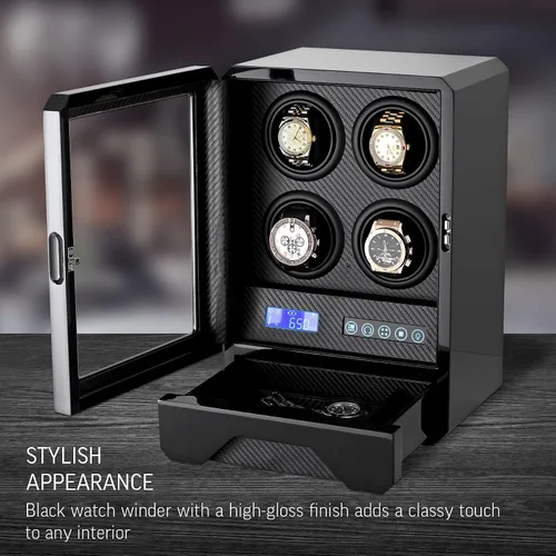 Miniatura 2 de 4 bobinas automáticas para relojes con cajón de almacenamiento retroiluminación LED y mando a distancia