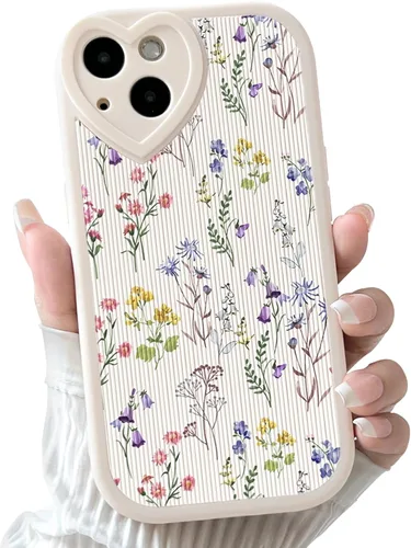 Miniatura 9 de Lovmooful Funda compatible con iPhone 13, diseño floral con lente de amor, protector de parachoques para niñas y mujeres, TPU suave a prueba