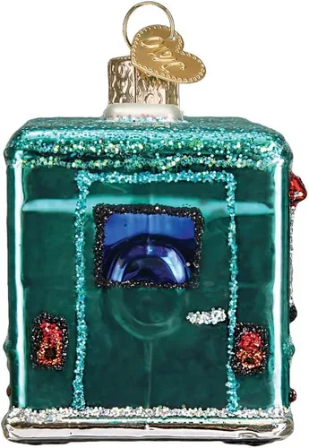 Miniatura 4 de Old World Christmas Adornos: Chef's Collection Adornos de vidrio soplado para árbol de Navidad, Vidrio, Purpurina verde azulado., 2x4