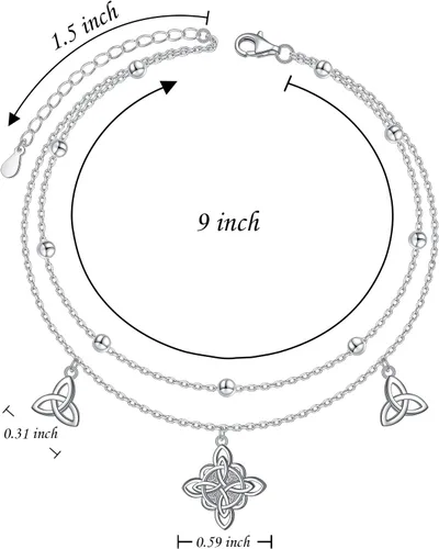 Miniatura 4 de Tobilleras para mujer de plata de ley S925 ajustable, pulsera de tobillo para pie de playa, regalo de joyería