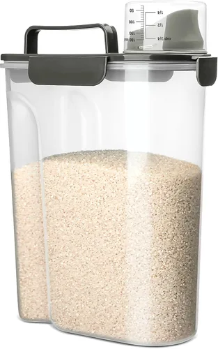 Miniatura 9 de Viretec Recipiente de almacenamiento de arroz, dispensador hermético de alimentos secos de 15 a 20 libras, recipiente de comida para mascotas