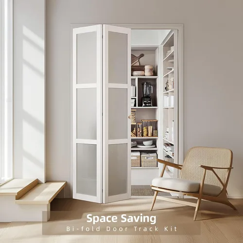 Miniatura 7 de Kit de herrajes para puerta plegable, kit de riel para puerta de armario plegable de 36 pulgadas, kit de herrajes para puerta de armario plegable