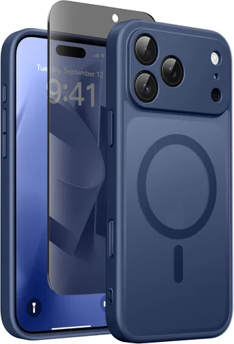 Miniatura 24 de GolbinBox Funda magnética para iPhone 15 Pro, compatible con MagSafe, protección completa de la cámara, protector de pantalla de privacidad