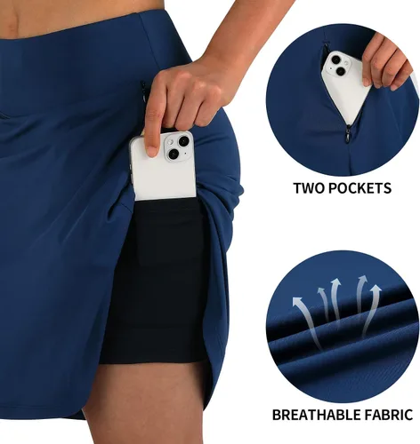 Miniatura 47 de ANIVIVO Faldas pantalón para mujer de 20 pulgadas de longitud a la rodilla, faldas deportivas de pickleball para tenis, golf y pickleball
