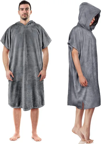Miniatura 10 de Tirrinia Toalla cambiadora de poncho de surf con capucha, traje de neopreno de microfibra de secado rápido para surf, playa, natación, piscina