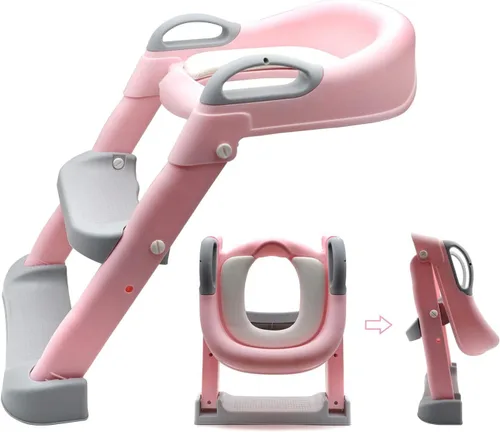 Asiento de escalera de inodoro clásico para entrenamiento para ir al baño con cojín mejorado, silla de inodoro/entrenador de inodoro para bebés Kit