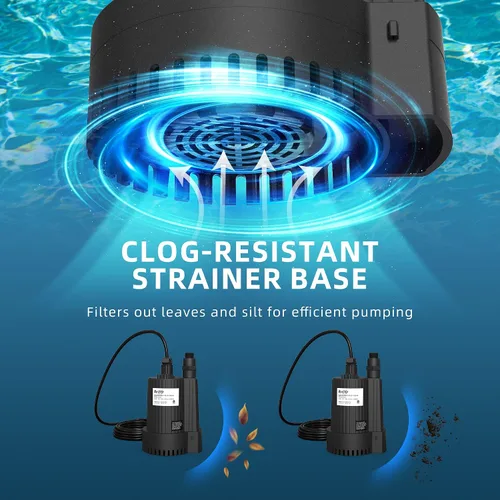 Miniatura 4 de Bomba de agua sumergible de 1/6 HP, bomba de sumidero de 1500 GPH con carcasa termoplástica, bomba de agua eléctrica portátil de 115 V con cable